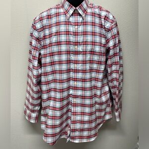 Lands End Men’s Shirt Tailored Fit Button Down Plaid Size Large 16-16.5 Supima